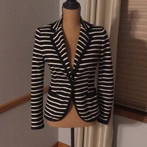 Zara fitted navy blue and white blazer